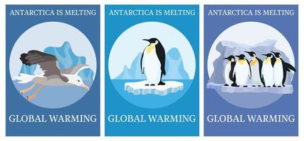 selectie poster klimaatbescherming pinguïns vector