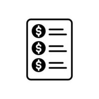 document met dollarteken, zakelijk contract pictogram vector