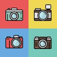 camera ingesteld pictogram vectorillustratie, plat ontwerp modern concept vector