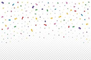 kleurrijke confetti vallen geïsoleerd op transparante achtergrond. kleurrijke klatergoud vallen. evenement en verjaardagsfeestje. festival elementen vector. eenvoudige veelkleurige confetti vallende illustratie. vector