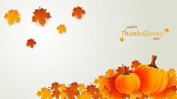 gelukkige Thanksgiving dag banner. Thanksgiving day met pompoen en blad vector