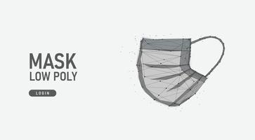 beschermend masker. laag poly wireframe-stijl, antivirus, bacteriën, symbool voor grieppreventie. abstracte veelhoeken geïsoleerd op blauwe achtergrond. vector. vector