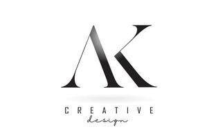 ak ak brief ontwerp logo logo concept met serif-lettertype en elegante stijl vectorillustratie. vector
