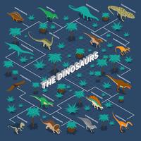 Dinosaurussen isometrische Infographics vector