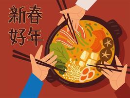 mensen en Chinese keukenschotel vector