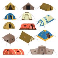 Kleurrijke toeristische tenten instellen vector
