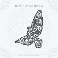 duif mandala. boho-stijlelementen. dieren boho-stijl getekend. vectorillustratie. vector