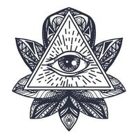 oog op lotus tattoo vector