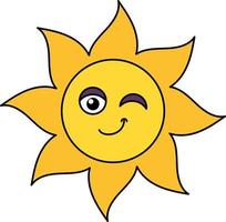 knipogende zon emoji overzicht illustratie vector