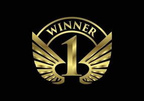 gouden nummer één icoon, award, kampioen, winnaar, succes concept abstract logo teken symbool. vector