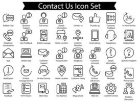 neem contact met ons op lijn icon set vector