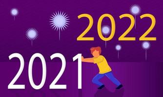 plat ontwerp nieuwjaar 2022 - jaarvervangingsconcept vector