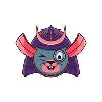 schattige samurai muis mascotte illustratie vector