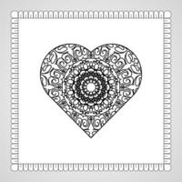 hand getekend hart met mandala. decoratie in etnisch oosters doodle ornament vector