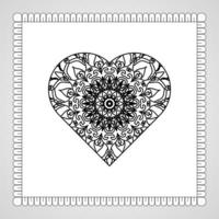 hand getekend hart met mandala. decoratie in etnisch oosters doodle ornament vector