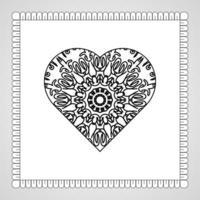 hand getekend hart met mandala. decoratie in etnisch oosters doodle ornament vector