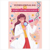 internationale dag van vrouwen in de wetenschap poster vector