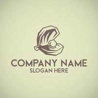 vintage logo sjabloon van oester straal parel uit vector