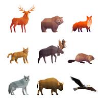 Noordelijke wilde dieren veelhoekige Icons Set vector