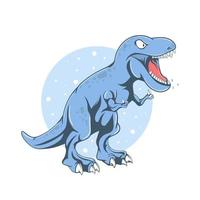 vector cartoon schattige blauwe monster dinosaurus geïsoleerd op een witte achtergrond. vector grappige blauwe mascotte draak. handgetekende dino-ontwerpsjabloon