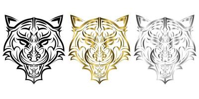 zeer fijne tekeningen van tijgerhoofd. goed gebruik voor symbool, mascotte, pictogram, avatar, tatoeage, t-shirtontwerp, logo of elk gewenst ontwerp. vector