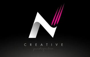 n wit en roze swoosh brief logo brief ontwerp met creatief concept vector idee