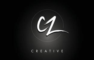 cz cz geborsteld letterlogo-ontwerp met creatieve penseelbelettering en zeshoekige vorm vector