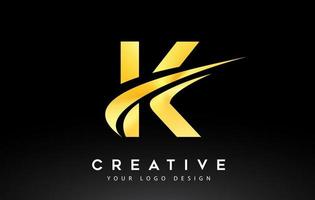 creatieve k brief logo ontwerp met swoosh pictogram vector. vector