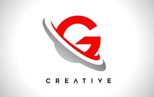 letter g-logo. g brief ontwerp vector met rood grijze swash vector