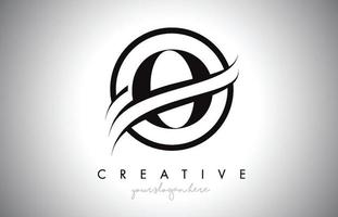 o letter logo-ontwerp met cirkel swoosh rand en creatief pictogramontwerp. vector