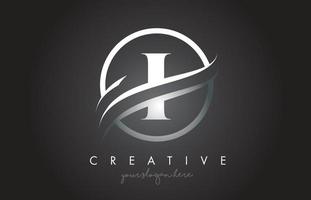 ik letter logo-ontwerp met cirkel stalen swoosh rand en creatief pictogram ontwerp. vector