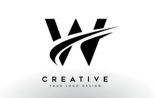 creatieve w brief logo ontwerp met swoosh pictogram vector. vector