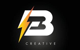 eb letter logo-ontwerp met bliksemschicht. elektrische bout letter logo vector