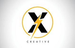 x letter logo-ontwerp met bliksemschicht. elektrische bout letter logo vector