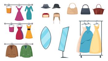 Kledingwinkel Icon Set vector