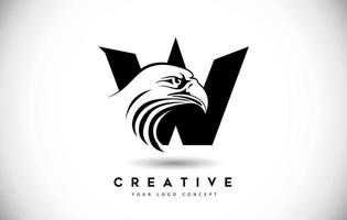 letter w eagle-logo met creatieve eagle hoofd vectorillustratie. vector