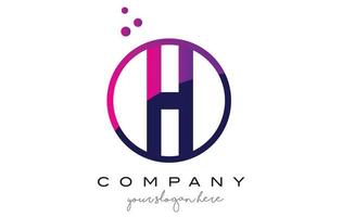 h cirkel letter logo-ontwerp met paarse stippen bubbels vector