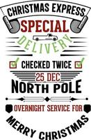 kerst express noordpool speciale postbezorging. kerstzak kerstontwerp 2021 vector
