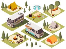 Camp Elements isometrische Set vector