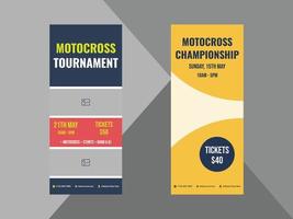 motorcross roll-up banner ontwerpsjabloon. motorrace sport poster folderontwerp. omslag, oprolbanner, poster, drukklaar vector