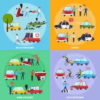 Road ongeval Concept Icons Set vector