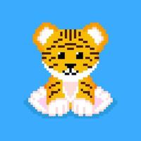 tijgerkarakter in pixelkunststijl vector