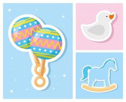 stel schattige iconen van babyshower in vector