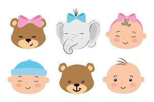 stel schattige iconen van babyshower in vector