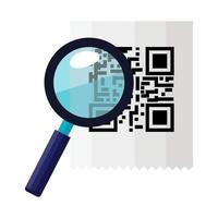 klassieke qr-code met vergrootglas vector