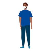 jonge man afro met gezichtsmasker geïsoleerd pictogram vector