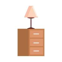 houten lade met lamp decoratief geïsoleerd pictogram vector