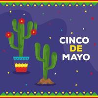 Mexicaanse cactus van cinco de mayo vectorontwerp vector