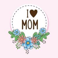 bloemen met bladeren cirkel van happy mothers day vector design