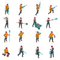 Miner People isometric Icons Set vector